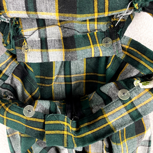 Vintage Tartan Ruffle Pinafore Dress Womens XS Maxi Plaid Scottish Academia Twee - Picture 15 of 16